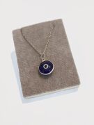 GÜMÜŞ NAZAR BONCUKLU KOYU LACİVERT CAM GÖZ KOLYE