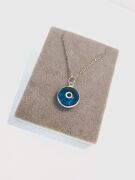 GÜMÜŞ NAZAR BONCUKLU TURKUAZ CAM GÖZ KOLYE