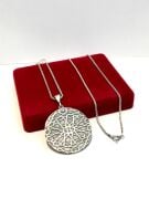 Gümüş Ay Yıldız Göktürkçe Yazılı Erkek Kolye