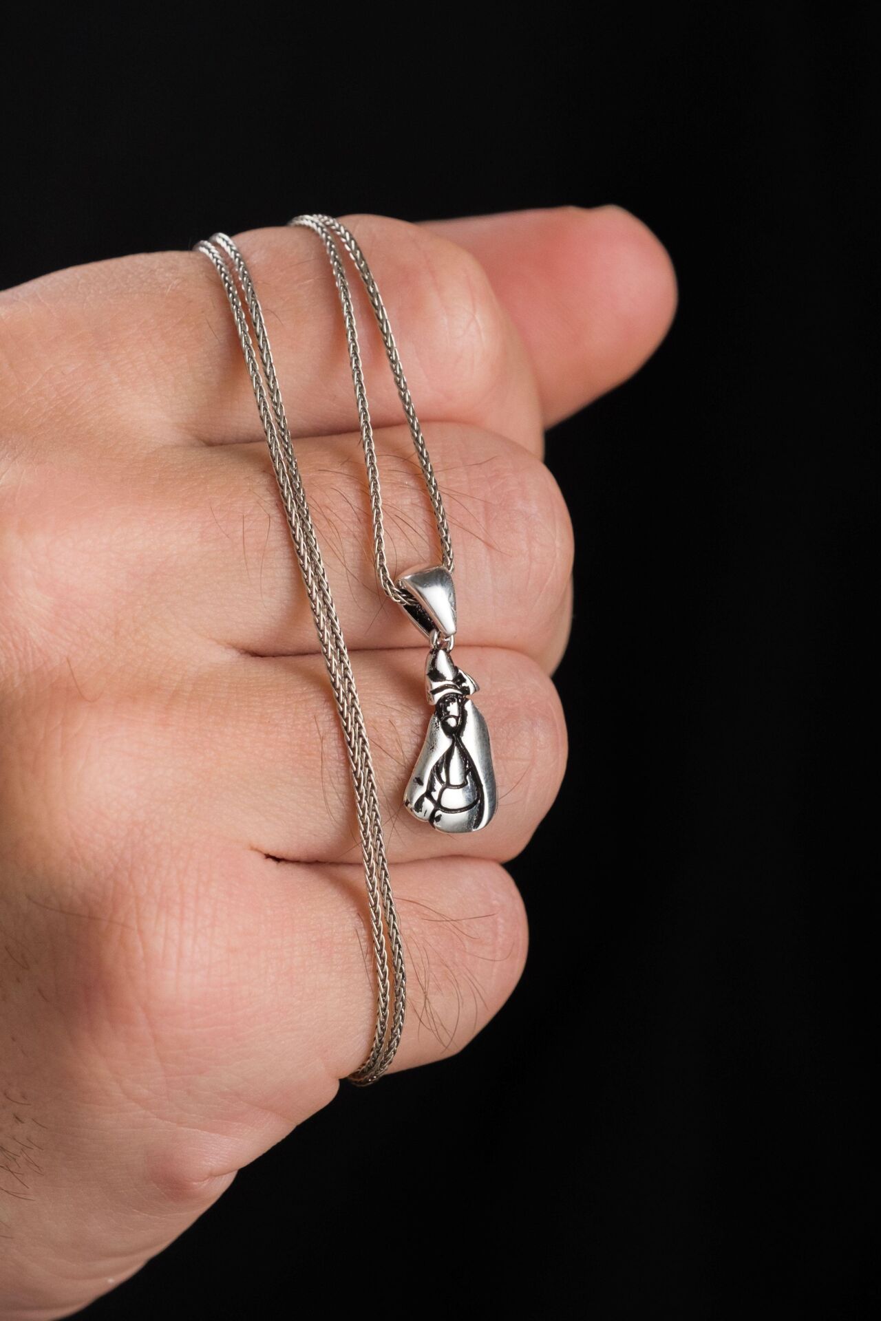 925 Ayar Gümüş Mevlana Derviş Figürlü Minimal Kolye