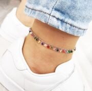 GÜMÜŞ RENKLİ ZİRKON TAŞLI RENGARENK HALHAL