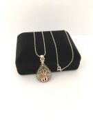 GÜMÜŞ TELKARİ DAMLA LALE KÖK SAFİR TAŞLI KOLYE