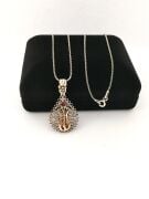 GÜMÜŞ TELKARİ KÖK YAKUT KIRMIZI TAŞLI DAMLA LALE KOLYE