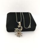 GÜMÜŞ TELKARİ TAVUS KUŞU KOLYE