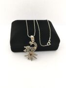 GÜMÜŞ TELKARİ TAVUS KUŞU KOLYE