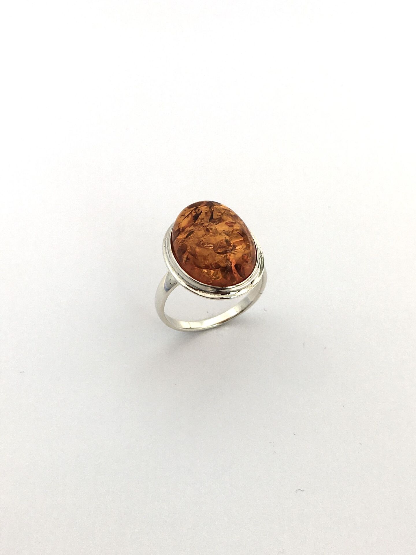 GÜMÜŞ ATEŞ KEHRİBAR OVAL YÜZÜK 17