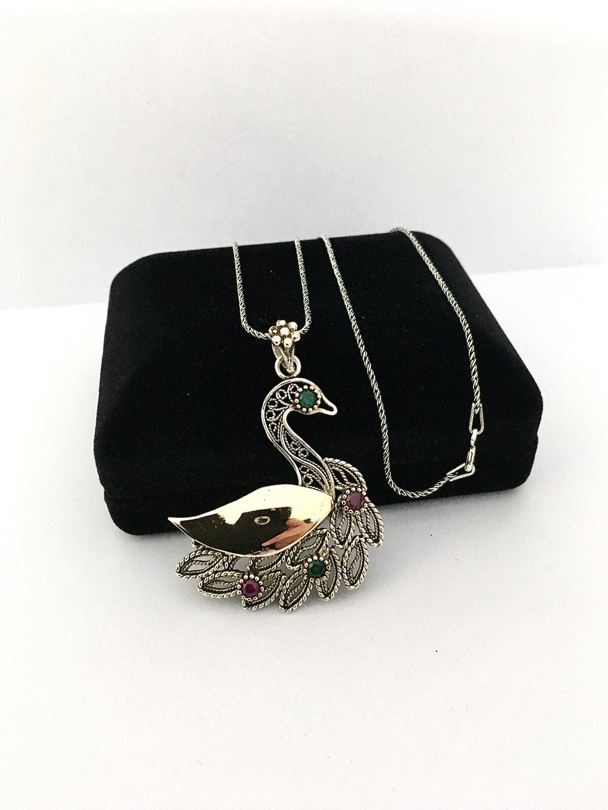 GÜMÜŞ TELKARİ KUĞU KOLYE