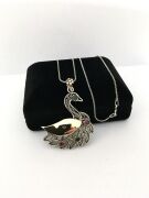 GÜMÜŞ TELKARİ KUĞU KOLYE