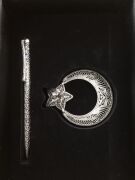 GÜMÜŞ AY YILDIZ MASA ÜSTÜ KALEM VE KALEMLİK