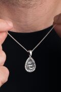 GÜMÜŞ Hz. Muhammed s.a.v. Mührü Şerifi Oksitli Karartılmış Erkek Kolye