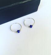 MAVİ TAŞLI GÜMÜŞ  HALKA KÜPE