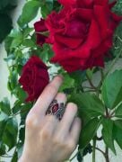 Gümüş Telkari Kök Yakut Taşlı Kelebek Hercai Yüzük