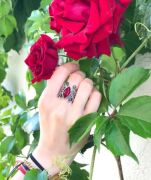 Gümüş Telkari Kök Yakut Taşlı Kelebek Hercai Yüzük