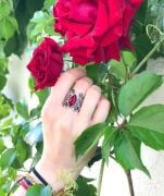 Gümüş Telkari Kök Yakut Taşlı Kelebek Hercai Yüzük