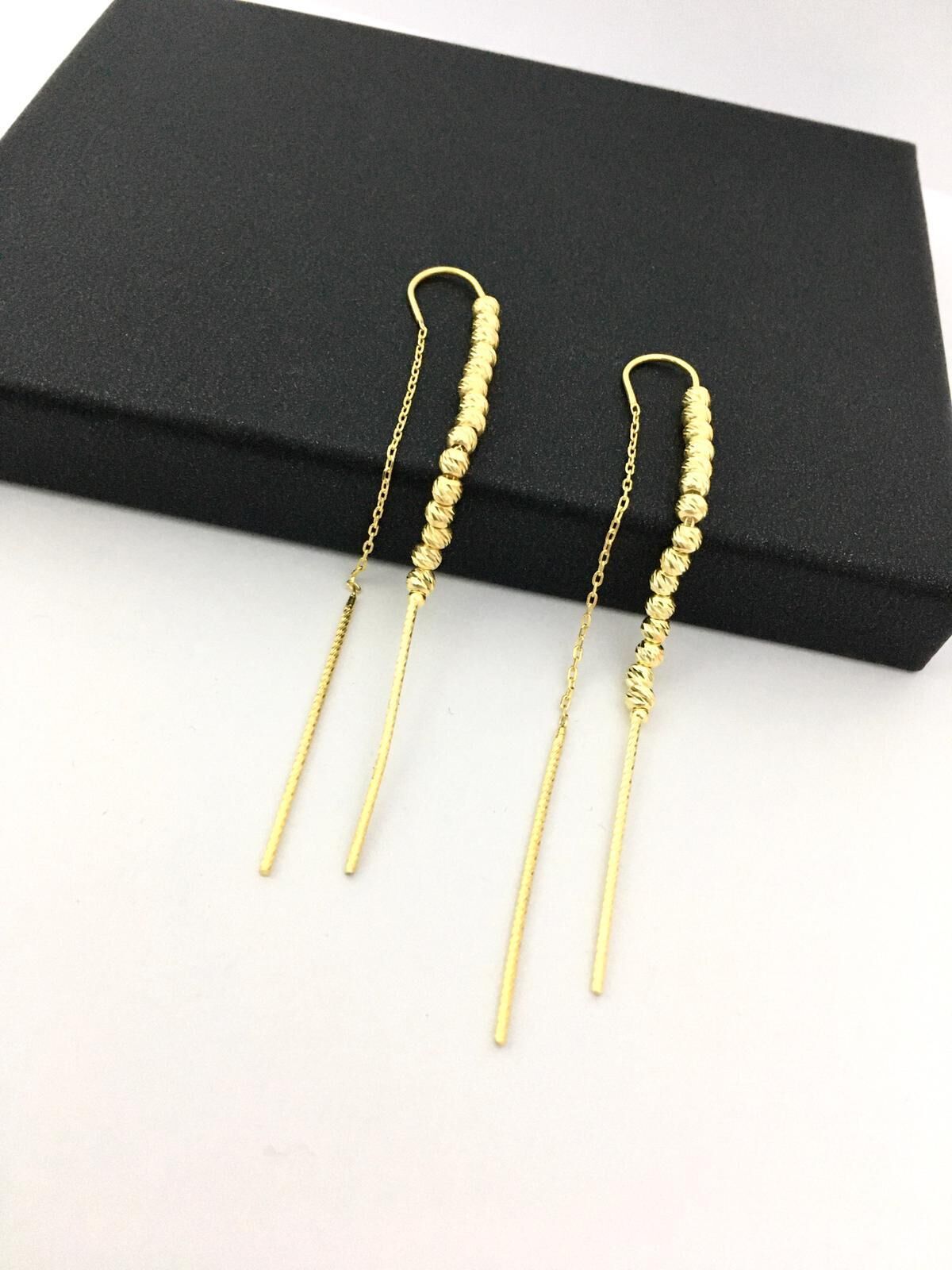 GÜMÜŞ ALTIN KAPLAMA DORİKA DORİSSA SALLANTILI ZİNCİRLİ KÜPE