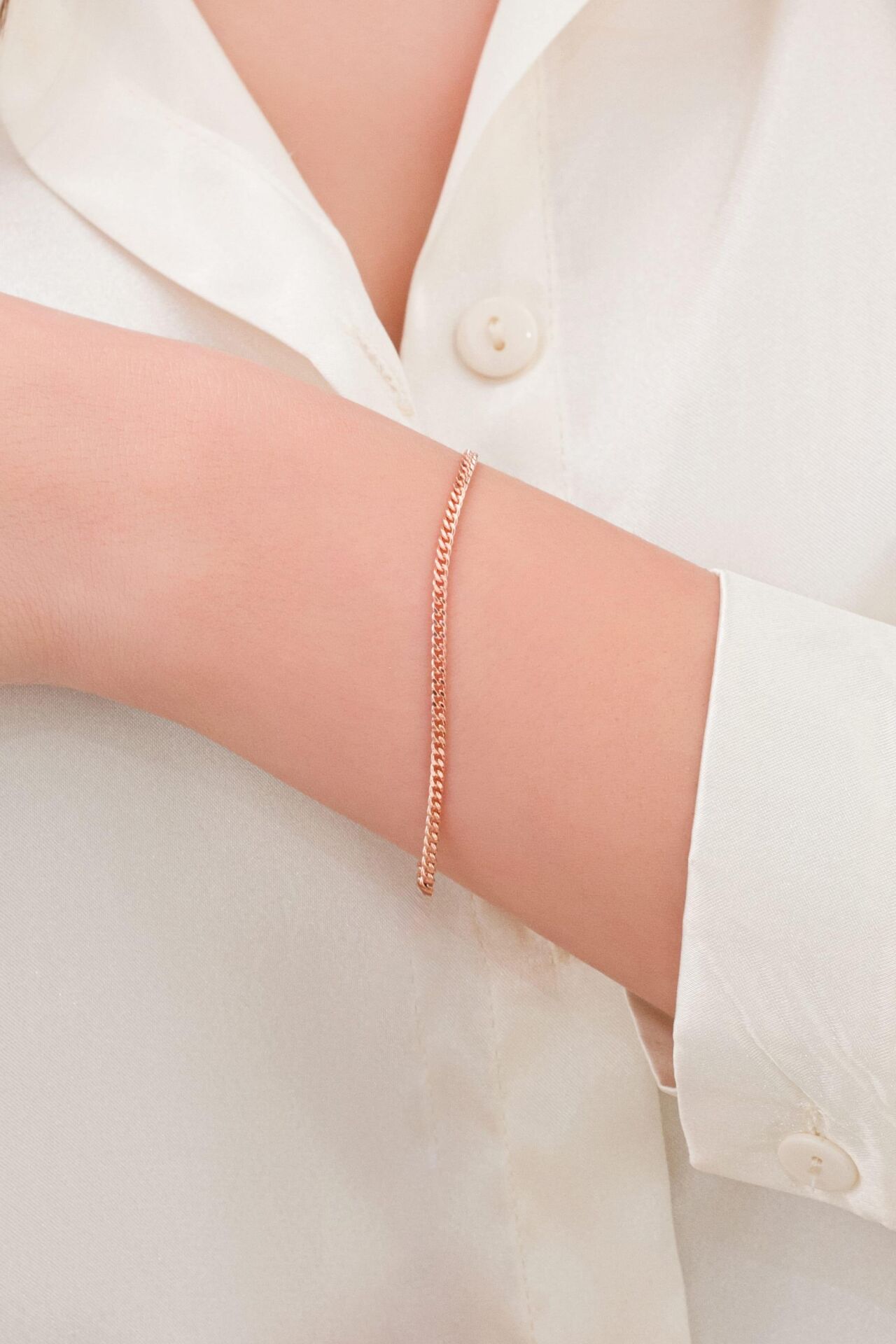 2mm Gümüş Rose Gurmet Zincir Bileklik