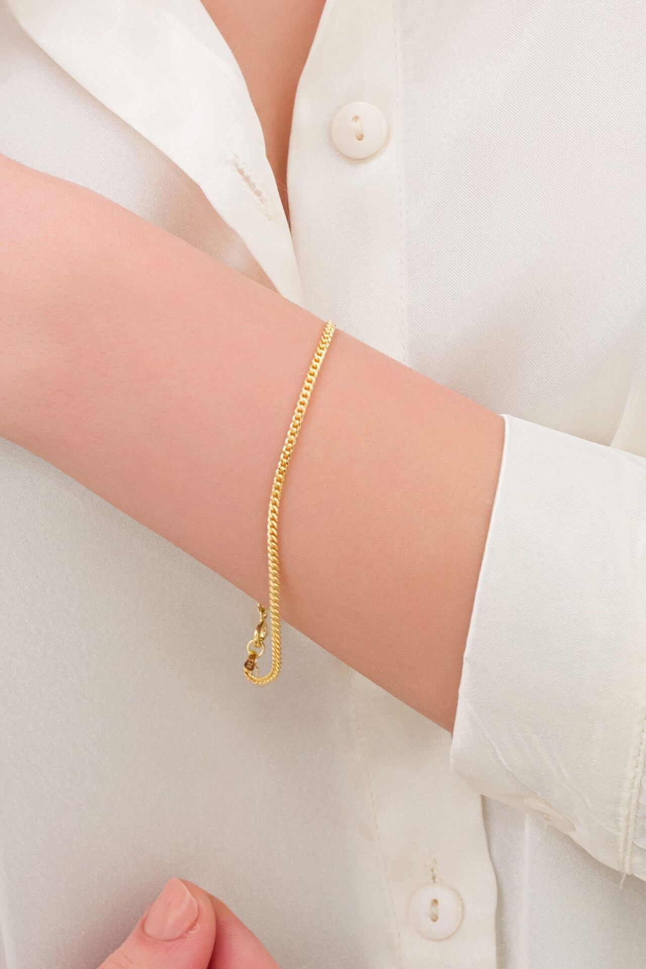 2mm Gümüş Altın Kaplama Gurmet Zincir Bileklik