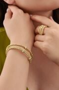 GÜMÜŞ DORİKA DORİSSA TOPLU SARMAL ÜÇLÜ İTALYAN MODEL BİLEZİK VE YÜZÜK GOLD RENKLİ SET TAKIM KOMBİN
