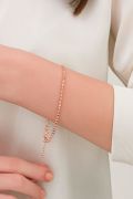 2.3 mm Gümüş Rose Kaplama Tırnak Makası Zincir Bileklik