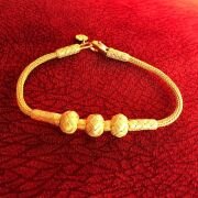 GÜMÜŞ KAZAZİYE  ÜÇ TOPLU ALTIN KAPLAMA BİLEKLİK