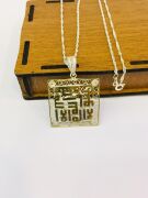 GÜMÜŞ TELKARİ KUFİ YAZILI KELİME-İ TEVHİD  KOLYE