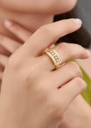 GÜMÜŞ DORİKA TOPLU DİKDÖRTGEN İTALYAN TEK SIRALI ROSE ALTIN RENKLİ YÜZÜK