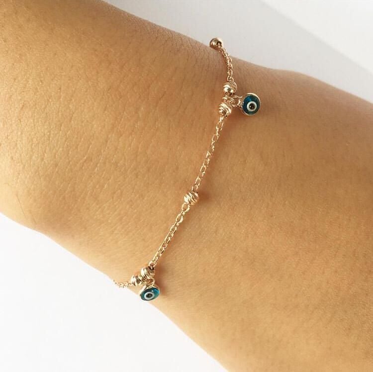 GÜMÜŞ ROSE DORİKA NAZAR BONCUKLU BİLEKLİK