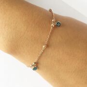 GÜMÜŞ ROSE DORİKA NAZAR BONCUKLU BİLEKLİK