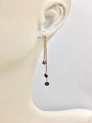 GÜMÜŞ ROSE NAZAR BONCUKLU KOYU MAVİ RENKLİ  ÜÇ ZİNCİRLİ SALLANTILI KÜPE