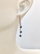 GÜMÜŞ ROSE NAZAR BONCUKLU AÇIK MAVİ RENKLİ  ÜÇ ZİNCİRLİ SALLANTILI KÜPE