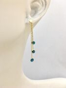 GÜMÜŞ ALTIN KAPLAMA NAZAR BONCUKLU ÜÇ ZİNCİRLİ SALLANTILI KÜPE