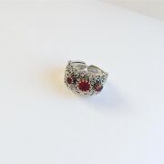 GÜMÜŞ KÖK YAKUT TAŞLI TELKARİ YÜZÜK