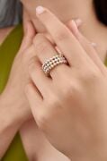 GÜMÜŞ DORİKA TOPLU İTALYAN ÜÇ SIRALI ROSE ALTIN RENKLİ AYARLANABİLİR YÜZÜK