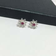 KÖK YAKUT TAŞLI TELKARİ ÇİÇEK GÜMÜŞ KÜPE