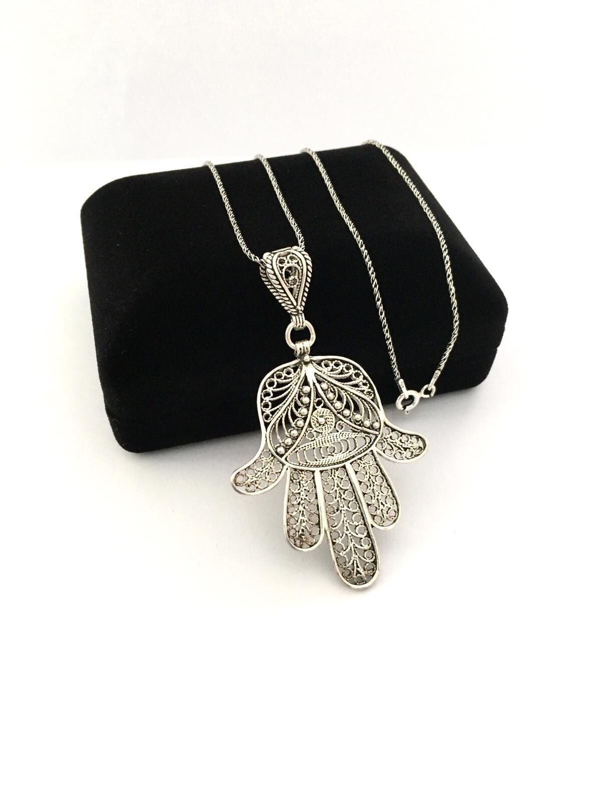 GÜMÜŞ TELKARİ FATMA ANA ELİ KOLYE