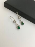 GÜMÜŞ KÖK ZÜMRÜT YEŞİL TELKARİ DAMLA KÜPE