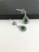 GÜMÜŞ YEŞİL KÖK ZÜMRÜT TAŞLI TELKARİ DAMLA KÜPE