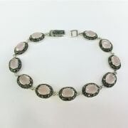 GÜMÜŞ MARKAZİT VE PEMBE KUVARS TAŞLI BİLEKLİK