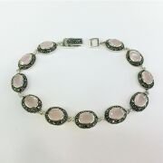 GÜMÜŞ MARKAZİT VE PEMBE KUVARS TAŞLI BİLEKLİK