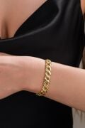 9.5 mm Gümüş 22 Ayar Altın Gold Kaplama Gurmet Zincir Beyaz Zirkon Yarı Taşlı Bileklik