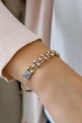 GÜMÜŞ DORİKA PİRAMİT ZİRKON TAŞLI ROSE ALTIN YALDIZLI İTALYAN MODEL DORİSSA TOPLU BİLEZİK