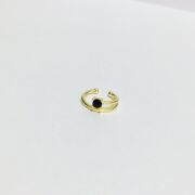 GÜMÜŞ ALTIN KAPLAMA SİYAH ZİRKON TAŞLI KIKIRDAK KÜPE