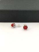 GÜMÜŞ TELKARİ KIRMIZI GÜL KÜPE