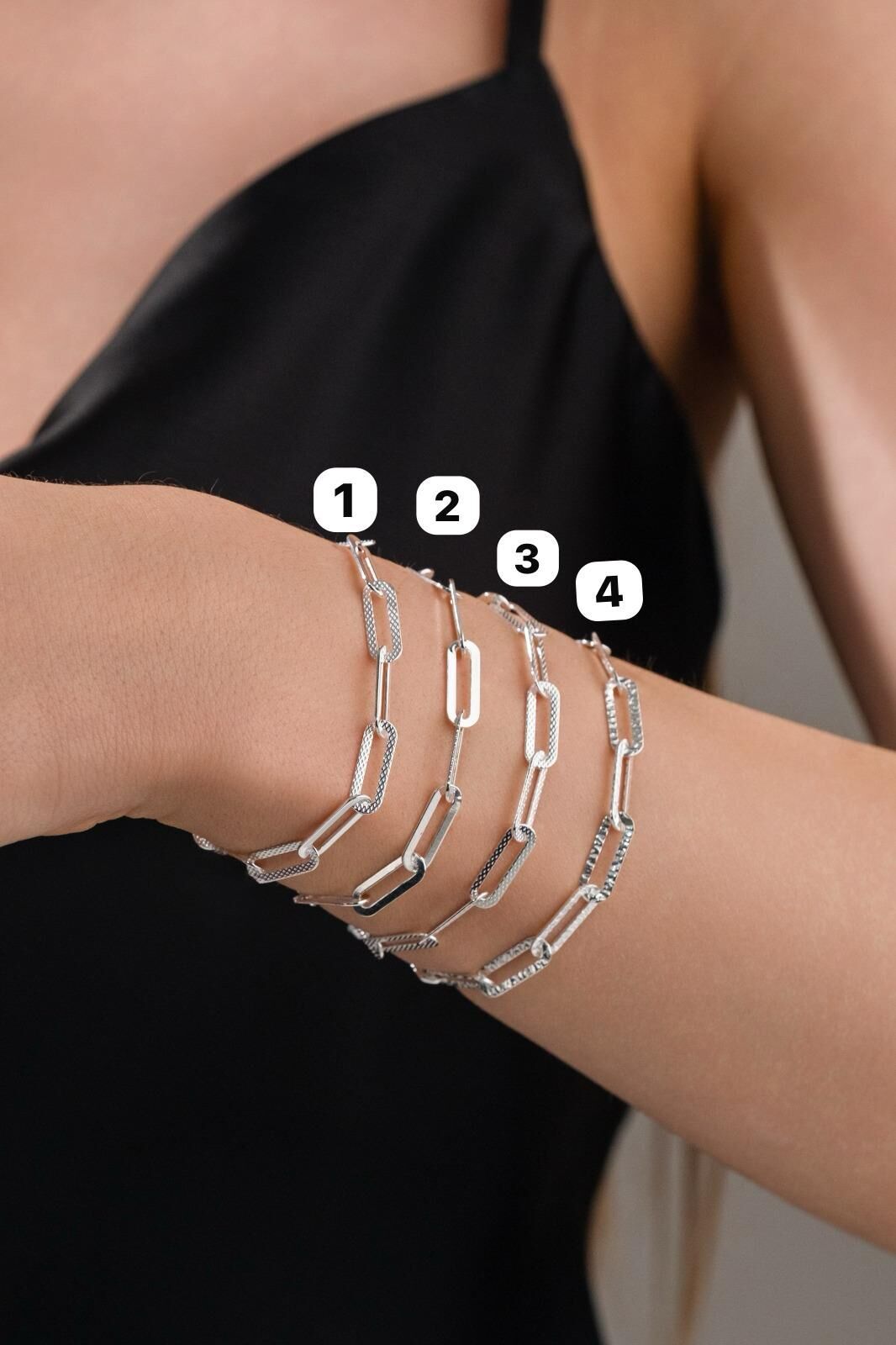 Gümüş Ataç Sade Zincir Hallow Taşsız Bileklik