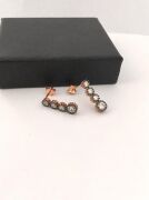 GÜMÜŞ ROSE BRONZ RENK PIRLANTA MONTÜRLÜ ZİRKON TAŞLI KÜPE