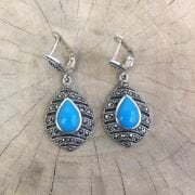 925 AYAR GÜMÜŞ MARKAZİT FİRUZE TAŞLI KÜPE