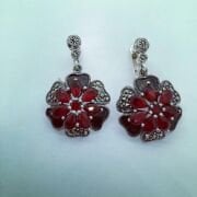 GÜMÜŞ MARKAZİT VE KÖK YAKUT TAŞLI KÜPE