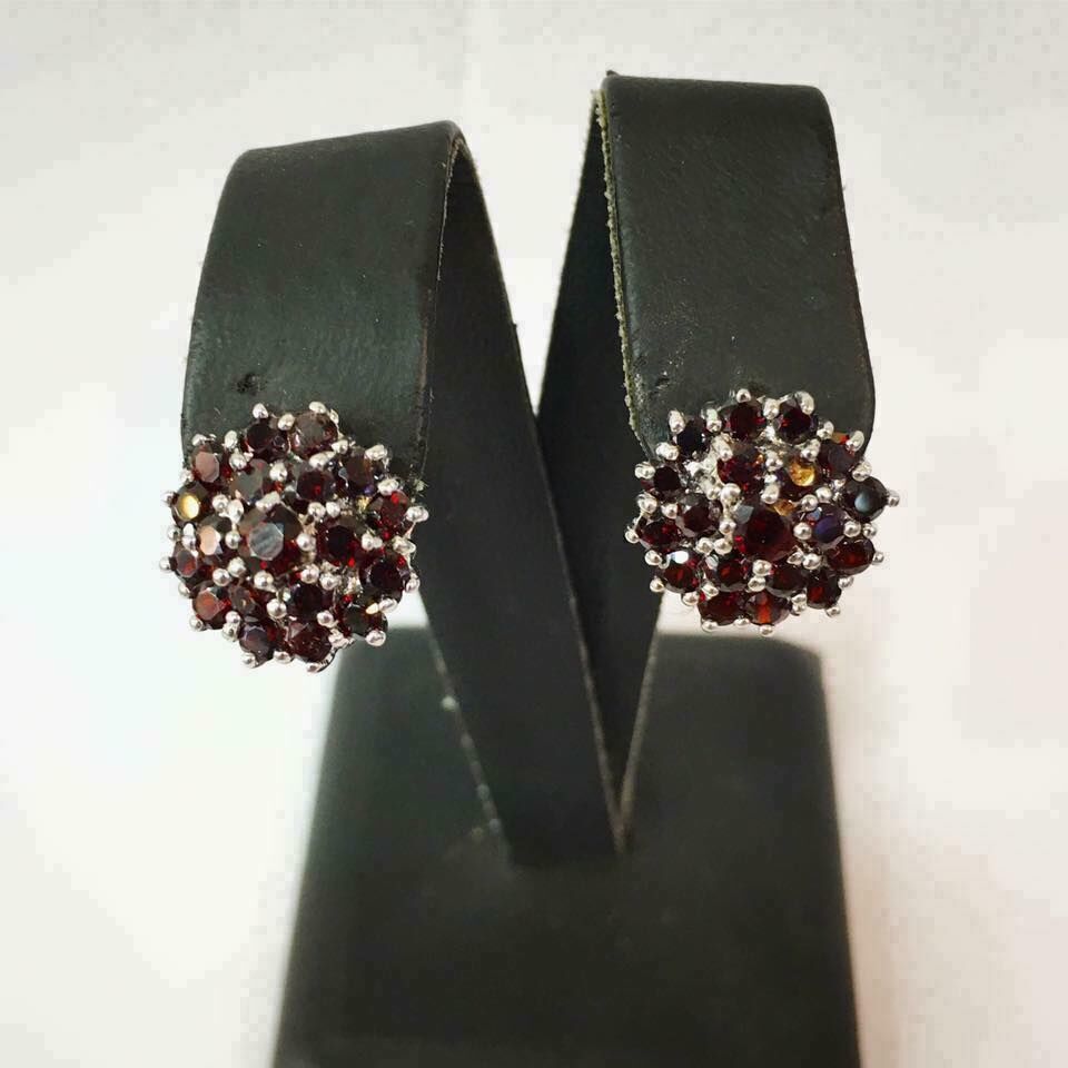 925 AYAR GÜMÜŞ LAL GRANET TAŞLI   KÜPE