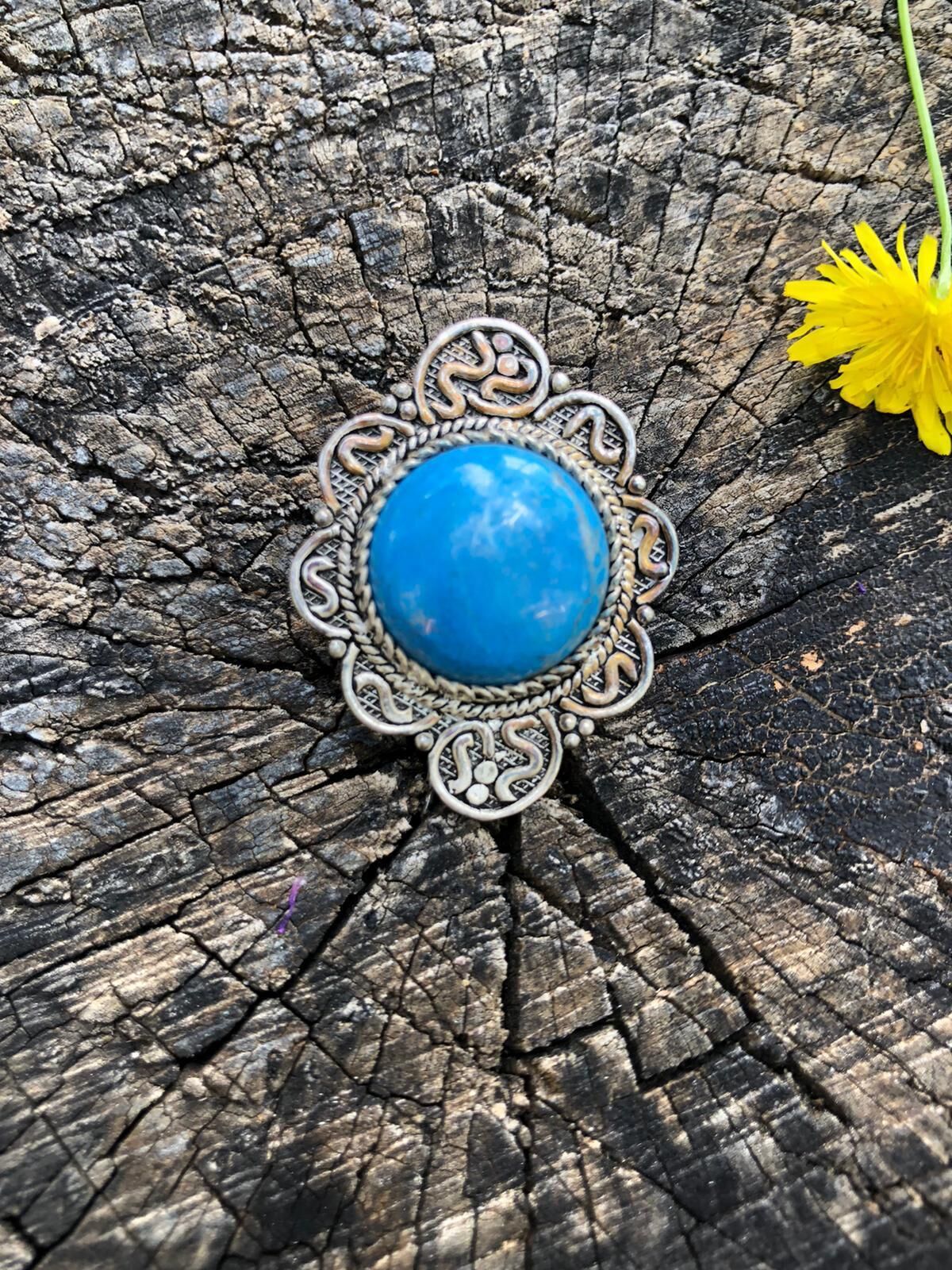 GÜMÜŞ TURKUAZ TAŞLI BROŞ