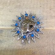 GÜMÜŞ TELKARİ TURKUAZ TAŞLI VAV ELİF BROŞ